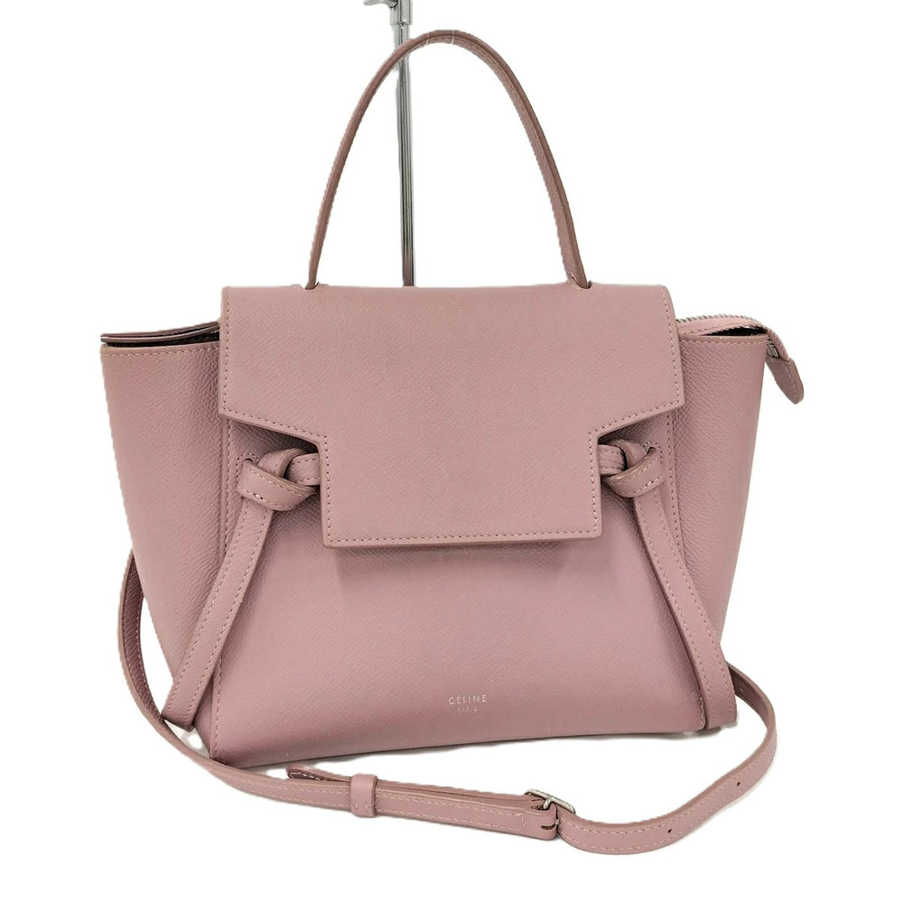 Celine Belt Body Waist Crossbody Bag Shoulder Leather Salmon Pink